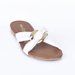 Priceshoes Sandalias Planas Para Mujeres 402408BLANCO