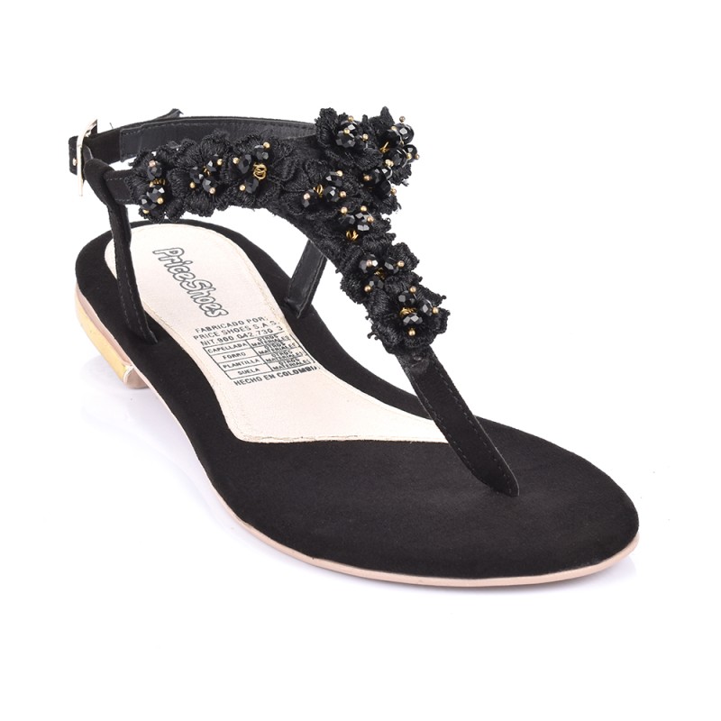 Price Shoes Sandalia Plana Para Mujer 482EDY03NEGRO