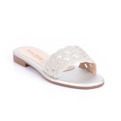 Price Shoes Sandalias Planas Para Mujeres 9021256PLATA