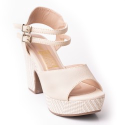 Price Shoes Sandalias Tacon cubano mujer 182CE828BEIGE