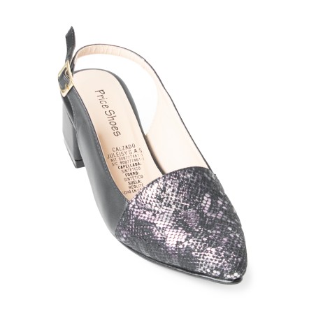 Price Shoes Tacon Bajo Para Mujeres 542684NEGRO