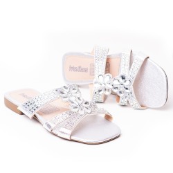 Price Shoes Sandalia Plana para Mujer brillante 272HV30PLATA