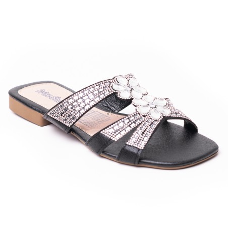 Price Shoes Sandalia Plana para Mujer brillante 272HV30NEGRO