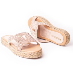 Price Shoes Sandalia Plana Para Mujer brillantes 312GEORGINAOROROSA