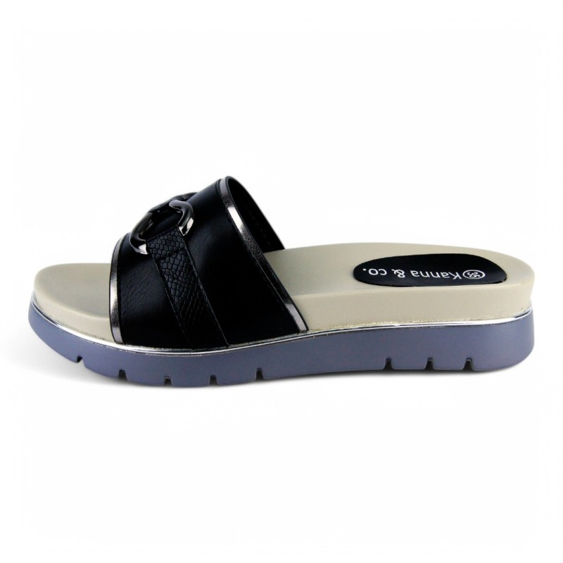 Price Shoes Sandalia Plana Mujer 622A2-970NEGRO