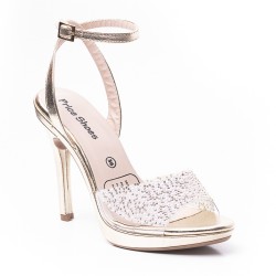 Priceshoes sandalia Tacon Dama elegante 882VS018CHAMPANA