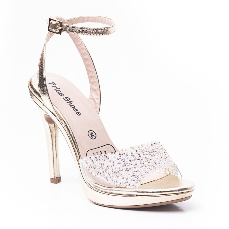 Priceshoes sandalia Tacon Dama elegante 882VS018CHAMPANA
