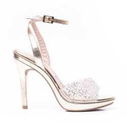 Priceshoes sandalia Tacon Dama elegante 882VS018CHAMPANA
