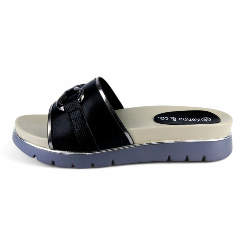 Price Shoes Sandalia Plana Mujer 622A2-970NEGRO
