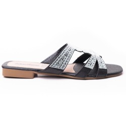 Price Shoes Sandalia Plana para Mujer brillante 272HV30NEGRO