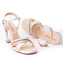 Priceshoes Sandalias Tacones Cristal 902Z127CHAMPANA