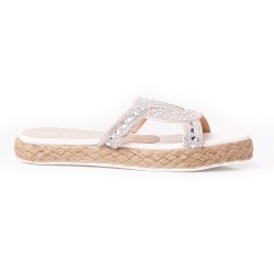 Price Shoes Sandalia Plana Para Mujer brillantes 312GEORGINAPLATA