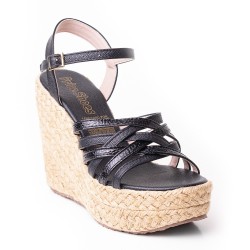 Priceshoes Plataformas en yute Para Mujer 382011NEGRO