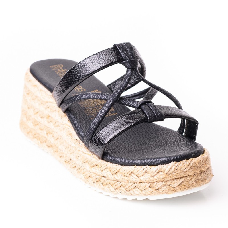Priceshoes Plataformas en yute Para Mujer 382036NEGRO