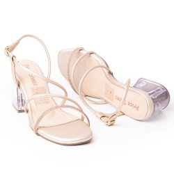 Priceshoes Sandalia Tacon Cristal 952A-15CHAMPANA