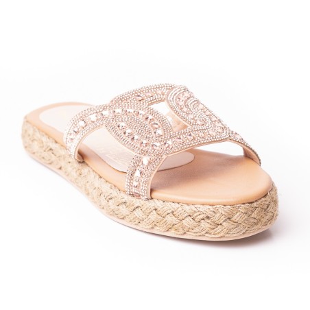 Price Shoes Sandalia Plana Para Mujer brillantes 312GEORGINAOROROSA