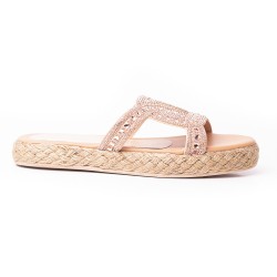 Price Shoes Sandalia Plana Para Mujer brillantes 312GEORGINAOROROSA