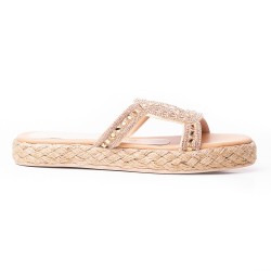 Price Shoes Sandalia Plana Para Mujer brillantes 312GEORGINACHAMPANA