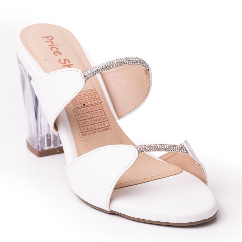 Priceshoes Sandalia Tacon Cristal 952L-19BLANCO