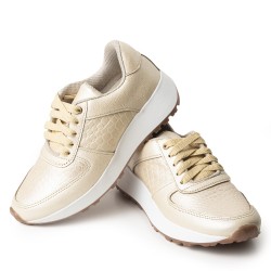 Sky Walk Tenis Moda para Mujer en Cuero 752SK01DORADO