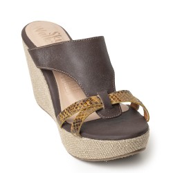 Sky Walk Plataforma en Yute Moda para Mujer en Cuero 832ALO-08COCOA