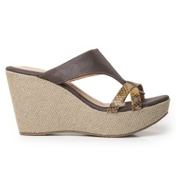 Sky Walk Plataforma en Yute Moda para Mujer en Cuero 832ALO-08COCOA