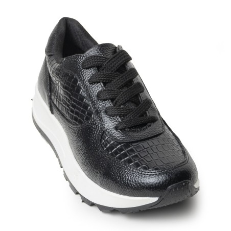 Sky Walk Tenis Moda para Mujer en Cuero 802G13NEGRO