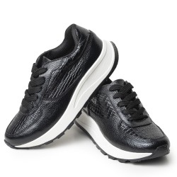 Sky Walk Tenis Moda para Mujer en Cuero 802G13NEGRO