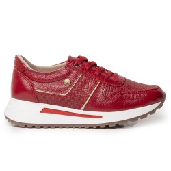 Sky Walk Tenis Moda para Mujer en Cuero 892310ROJO