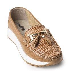 Sky Walk Mocasines Clásicos en Cuero 712052MIEL