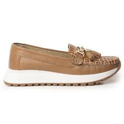 Sky Walk Mocasines Clásicos en Cuero 712052MIEL