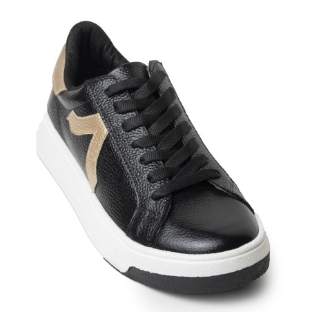 Sky Walk Tenis Moda para Mujer en Cuero 802G02NEGRO