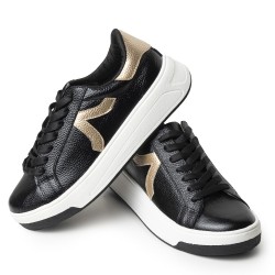 Sky Walk Tenis Moda para Mujer en Cuero 802G02NEGRO