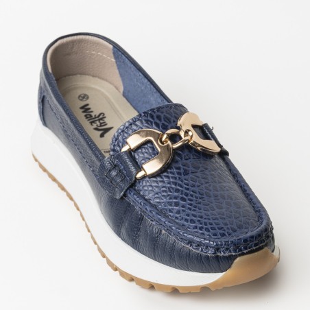 Sky Walk Mocasines Clásicos en Cuero 712052AZUL