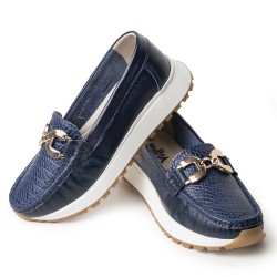 Sky Walk Mocasines Clásicos en Cuero 712052AZUL