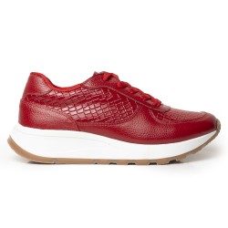 Sky Walk Tenis Moda para Mujer en Cuero 802G13ROJO
