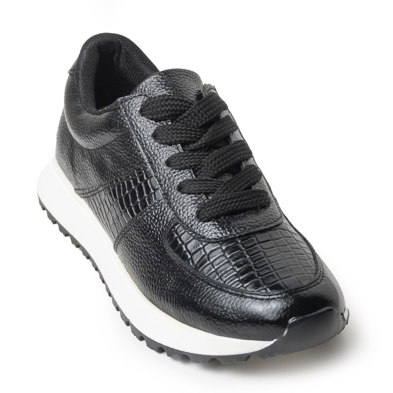 Sky Walk Tenis Moda para Mujer en Cuero 802G50NEGRO