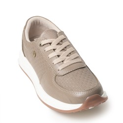 Sky Walk Tenis Moda para Mujer en Cuero 89201BOLIBEIGE