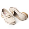 Mocasines Clásicos con Tacón Bajo en Cuero 682NDNUDOBEIGE