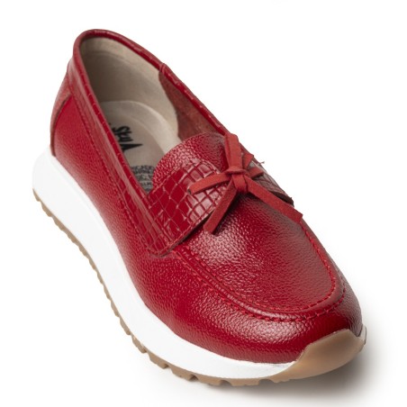 Sky Walk Mocasines para Mujer en Cuero 802G11ROJO