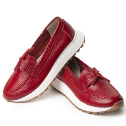 Sky Walk Mocasines para Mujer en Cuero 802G11ROJO
