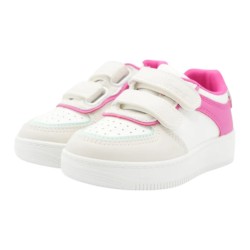PriceShoes tenis de moda con velcro infantiles para niñas 624AB53FUCSIA