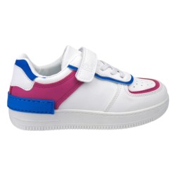 PriceShoes tenis de moda con velcro infantiles para niñas 624AB52FUCSIA