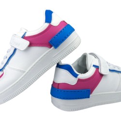 PriceShoes tenis de moda con velcro infantiles para niñas 624AB52FUCSIA