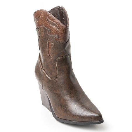 Price Shoes Botines moda mujer de Tacón Medio 62271274CAFE