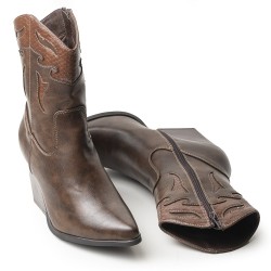 Price Shoes Botines moda mujer de Tacón Medio 62271274CAFE