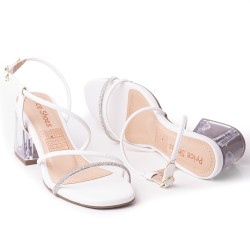 Priceshoes Sandalia Tacon Cristal 952A-15BLANCO