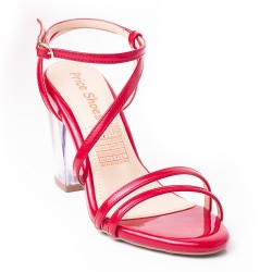 Priceshoes Sandalia Tacon Cristal 952TE-06ROJO