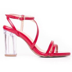 Priceshoes Sandalia Tacon Cristal 952TE-06ROJO
