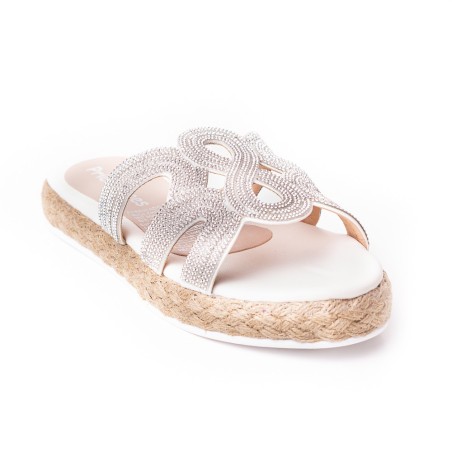 Price Shoes Sandalia Plana Para Mujer con brillante 312ESMERALDAPLATA